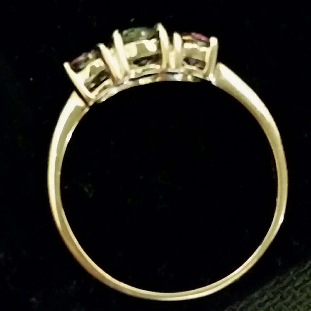 .925 Silver 3-Stone Rainbow Topaz Ring - Picture 4 of 6